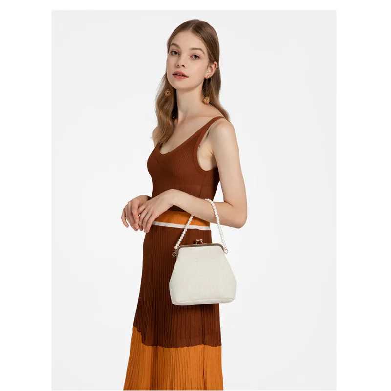 Womens pearl handbag womens wallet and handbag kiss lock chain strap crossover mini messenger bag M241014