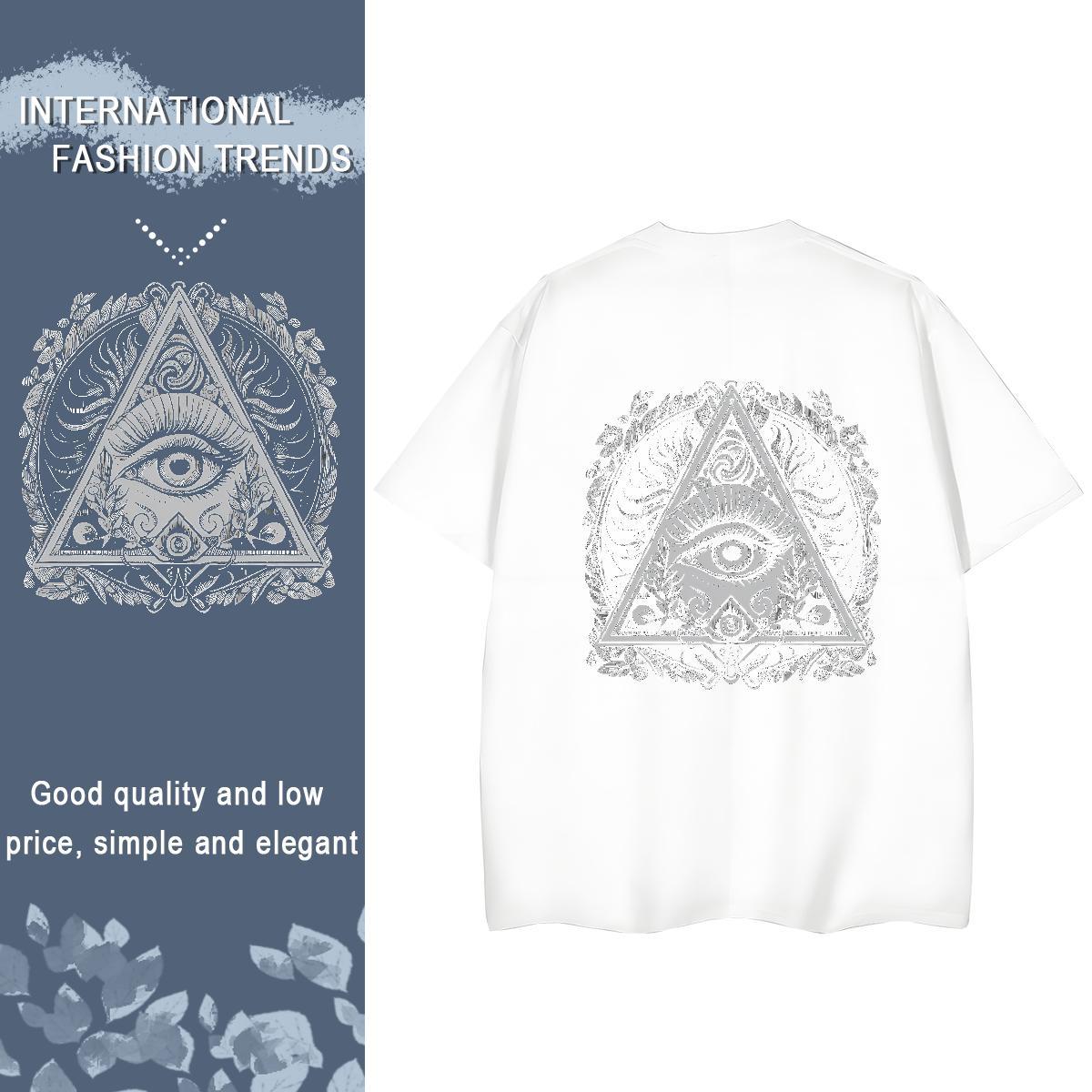 2024 Casual Woman T Shirts 230g Pure Cotton Comfortable Summer Casual eye of the devil Womens Tshirts Wholesale DIY Printed Tees