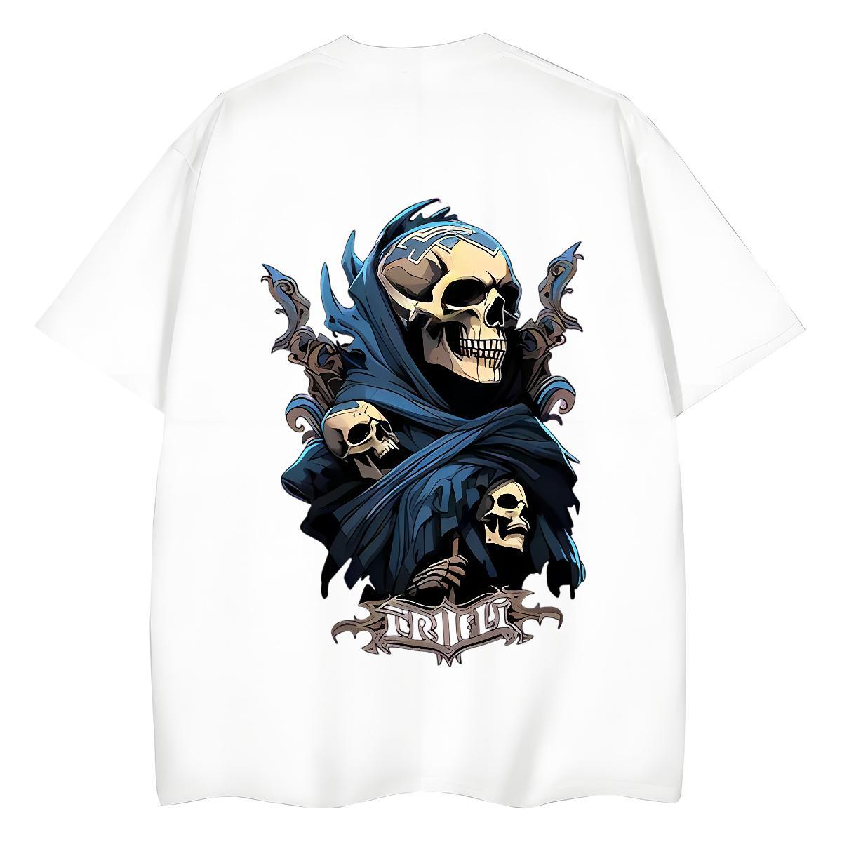 DIY T-Shirts 230g Pure Cotton Short Sleeve O-Neck Sport skull Woman Tshirt Wholesale Oversized L-4XL Clothes Shirt