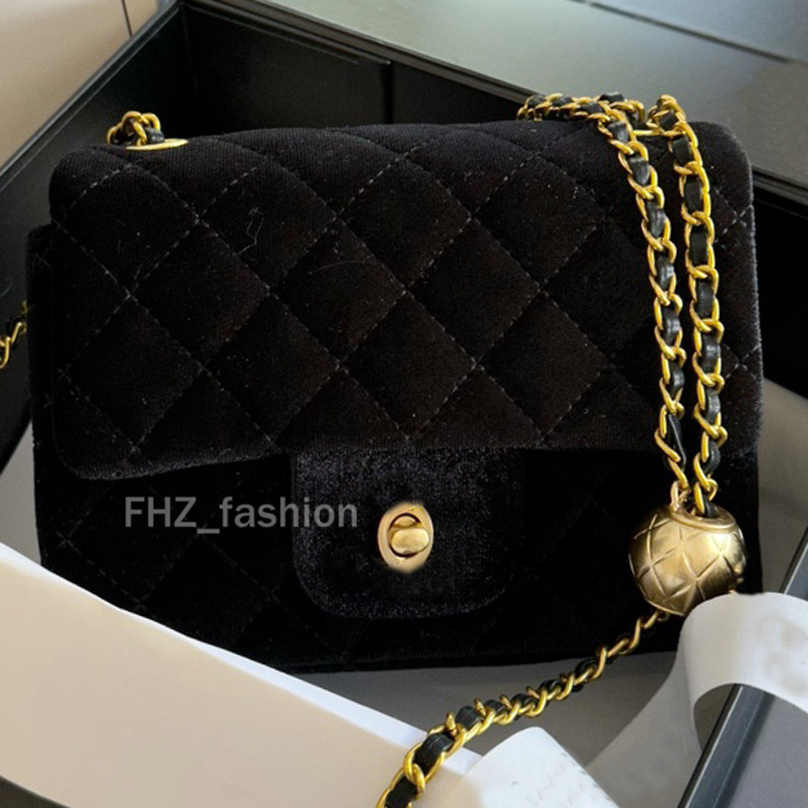 New arrivals luxury bag designer bag velvet bag cf Chain bag with gold ball Shoulder bags Lady Velvet Handbags Wallet bag handbag Purses for laddies crossbody bag