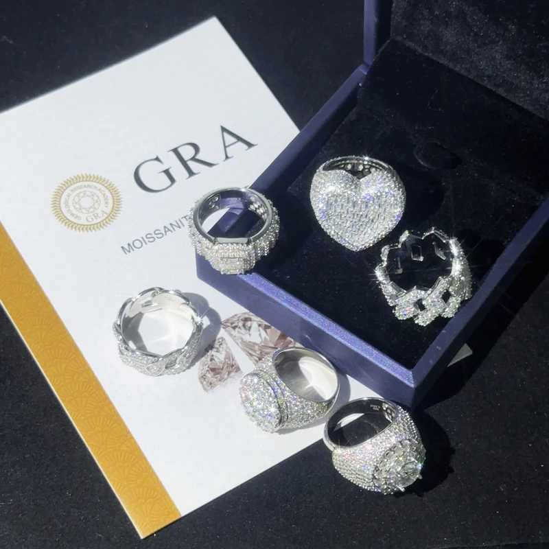 2024 Hip Hop DJMAX Full Moissanite Rings For Men Original 925 Sterling Silver Men and Womens Moissanite Finger Ring Best Gifts