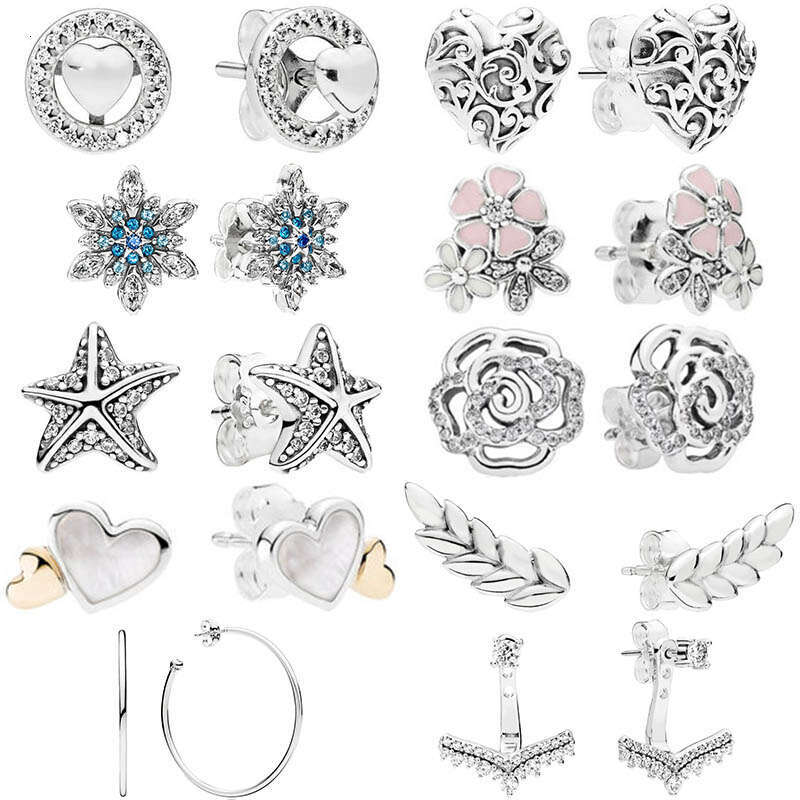 925 Sterling Silver Stud Earring Starfish wer Family Heart Snowflake Hoop Earring For Women Making Wedding Party Jewelry Gift