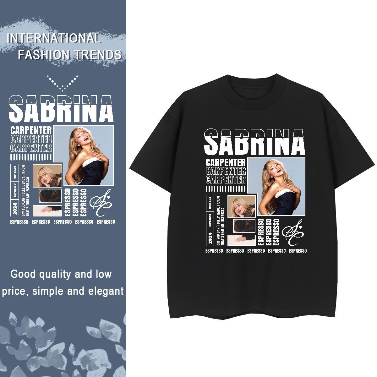 TOP Quality Woman T Shirts 230g Cotton Breathable Street Wear SABRINA CARPENTER Womens Tshirts Loose fit Custom Printed Tops Tees