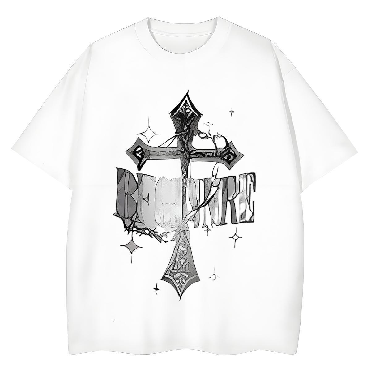 2024 Casual Womens T Shirts 230g Cotton Breathable Soft Daily Wear The Cross Tshirt for Man Woman Nice Cartoon Print Tops Shirt