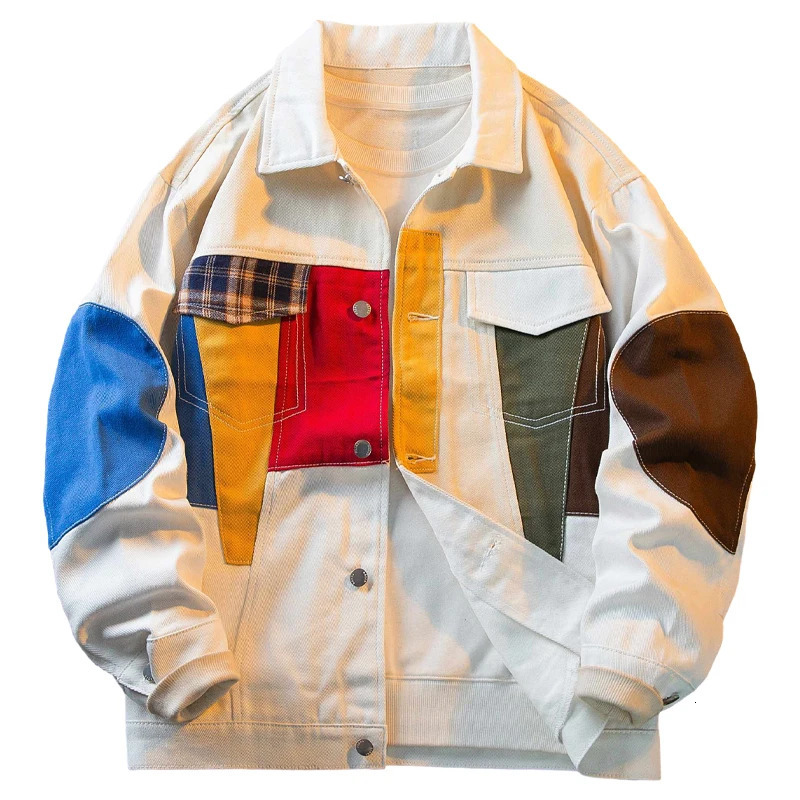 Spring Autumn Color Personality Splicing Jacket Mens Japanese Style High Street Loose Casual Jackets Men Tops Male Clothes 241011