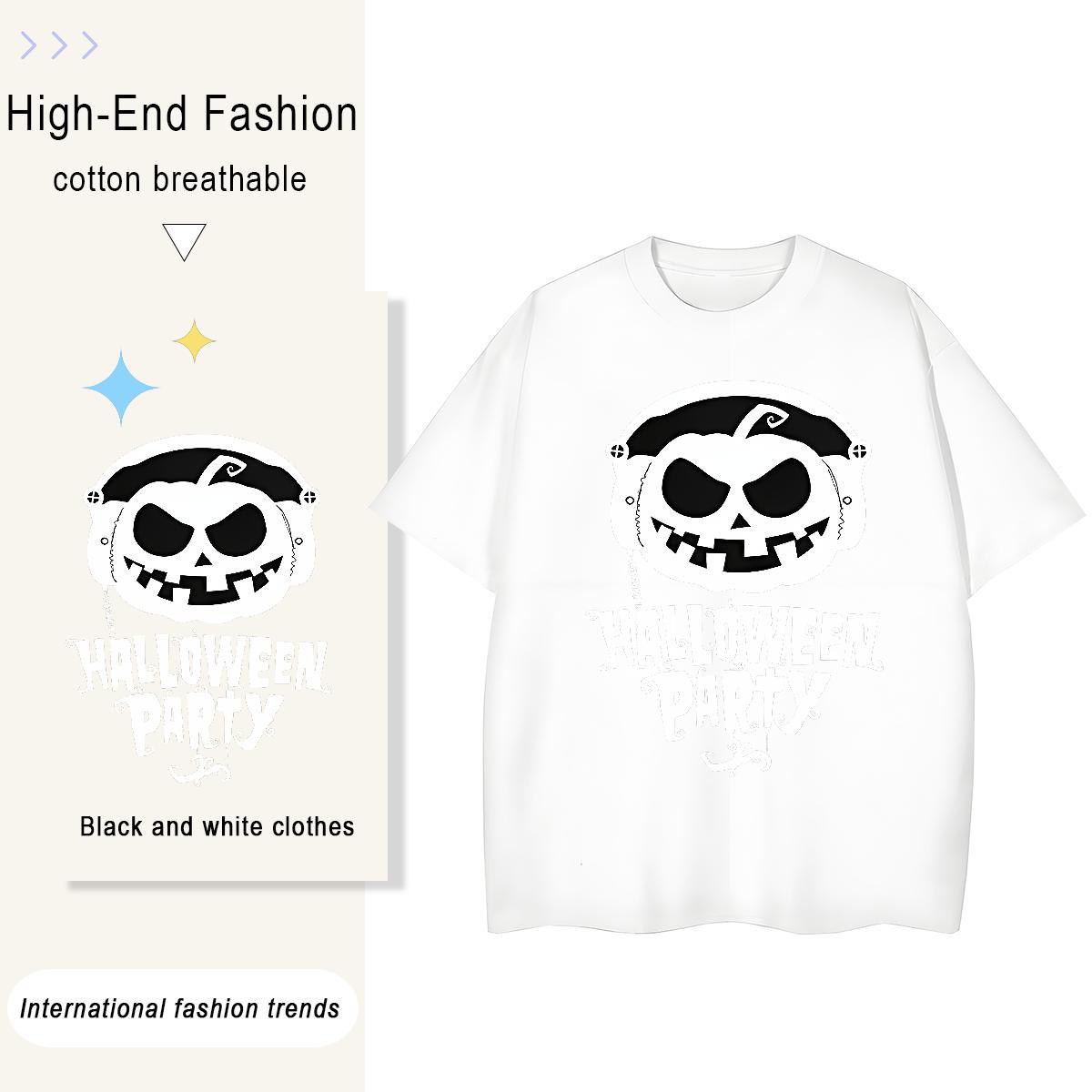 Casual New T-Shirts 100% Cotton 230g Breathable High Street Hip Hop skull Couples T Shirts Lady Anime Tee Shirt