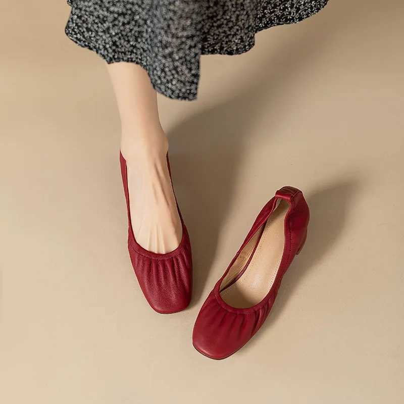 Women Oxford Shoes Vintage Pumps Mid Heels Square Toe Pumps Slip on Sewing High Heels Boat Shoes Elegant Dress ShoesLX241014