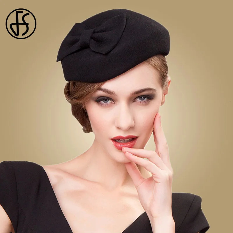 Fedora 100% wool black Pillbox hat elegant wedding felt for women Fedora hat derby tea party formal womens church hat 241011