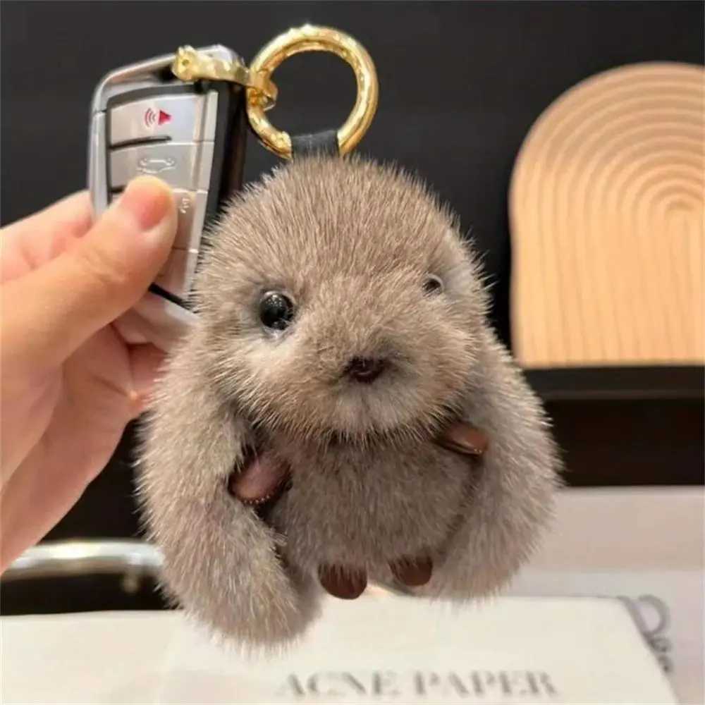 Fur Doll Rabbit Fur Keychain Bag Charm Filled Animal Plush Rabbit Pendant Plush Doll Kavay Rabbit Filled Keychain Y241014