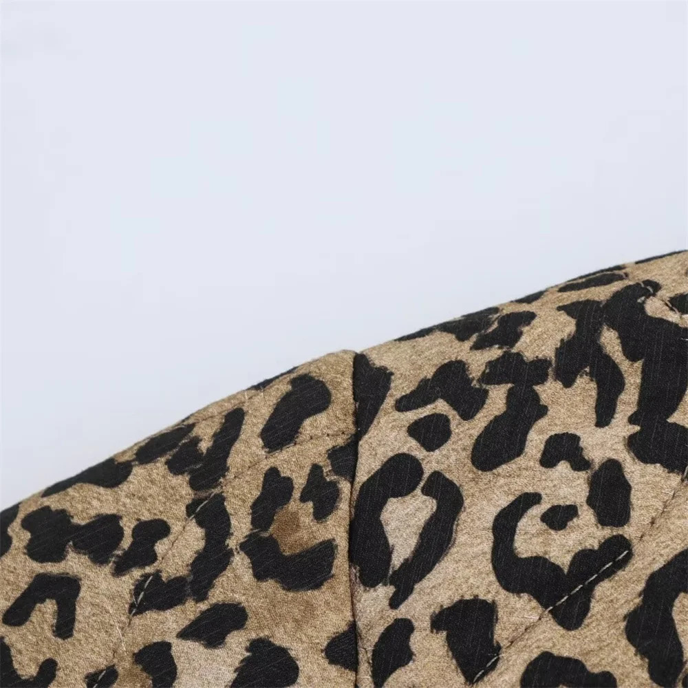 PB ZA 2024 early autumn womens fashion animal print round neck long sleeve singlebreasted cotton jacket coat 241011