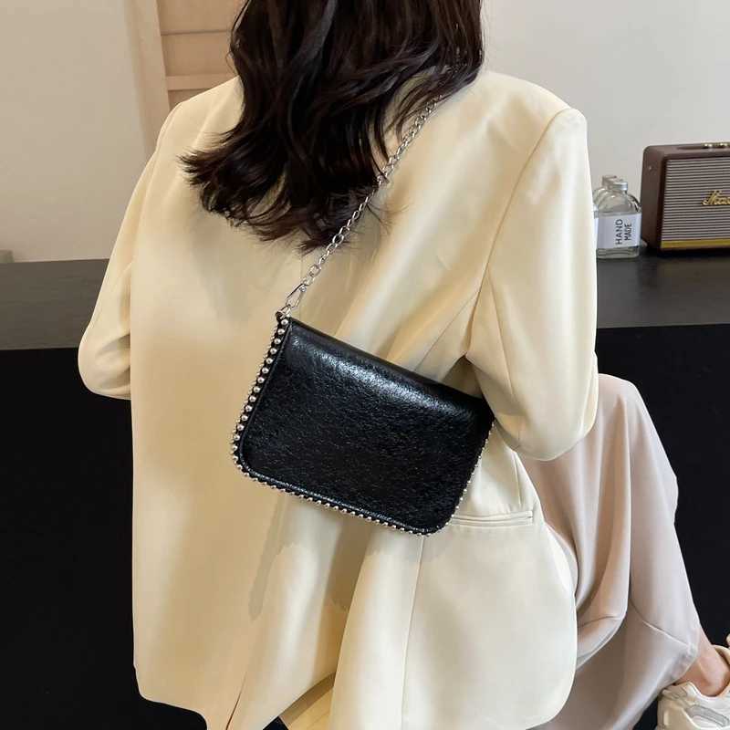 Womens Small Chain Shoulder Bag Korean Fashion New Trend Womens Silver Ten Font Bag Y2K Handbag and Wallet M241014