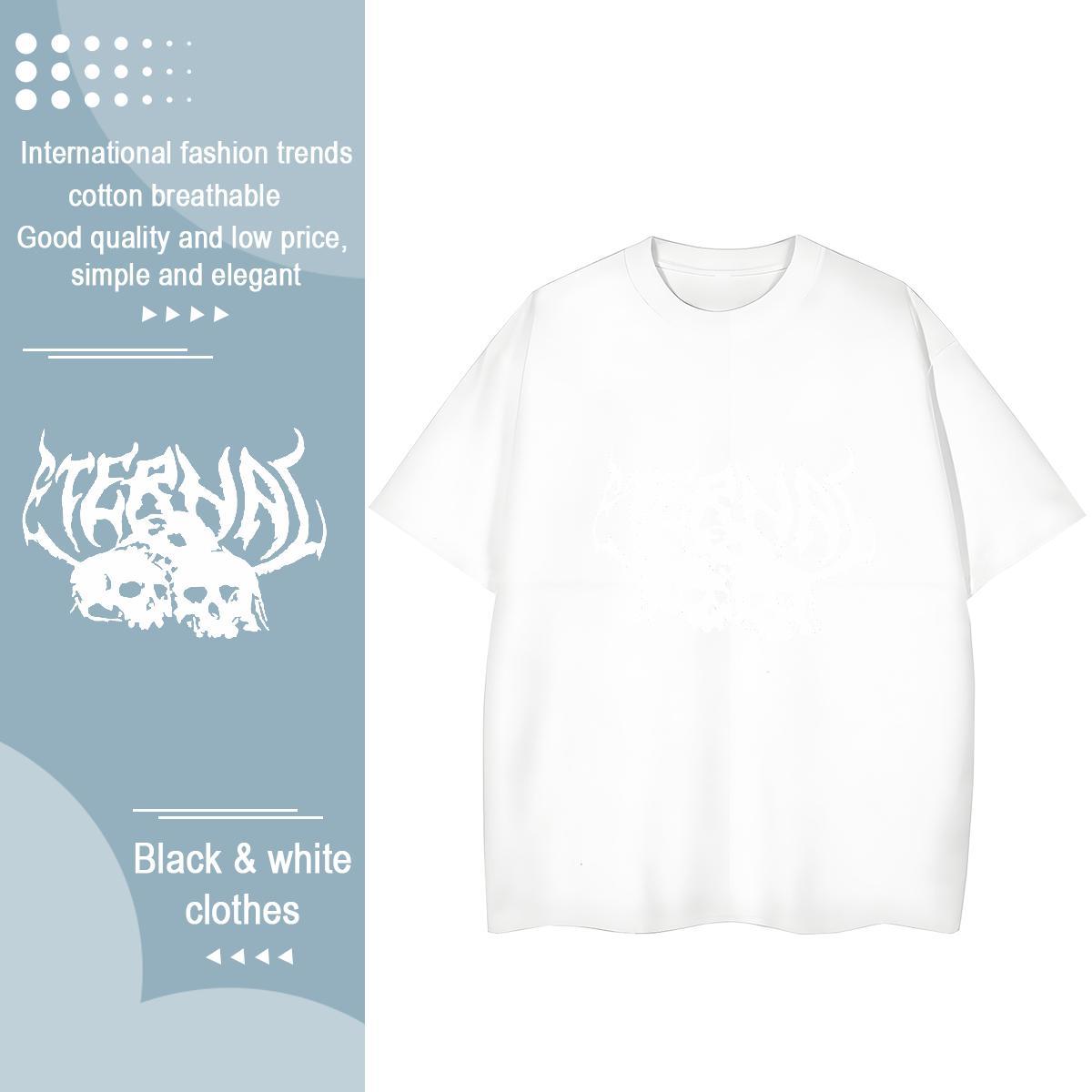 Fashion New T Shirts Women 230g Pure Cotton Breathable Crew Neck Beach skull Women Tees Loose fit Custom Printed Tees Shirts