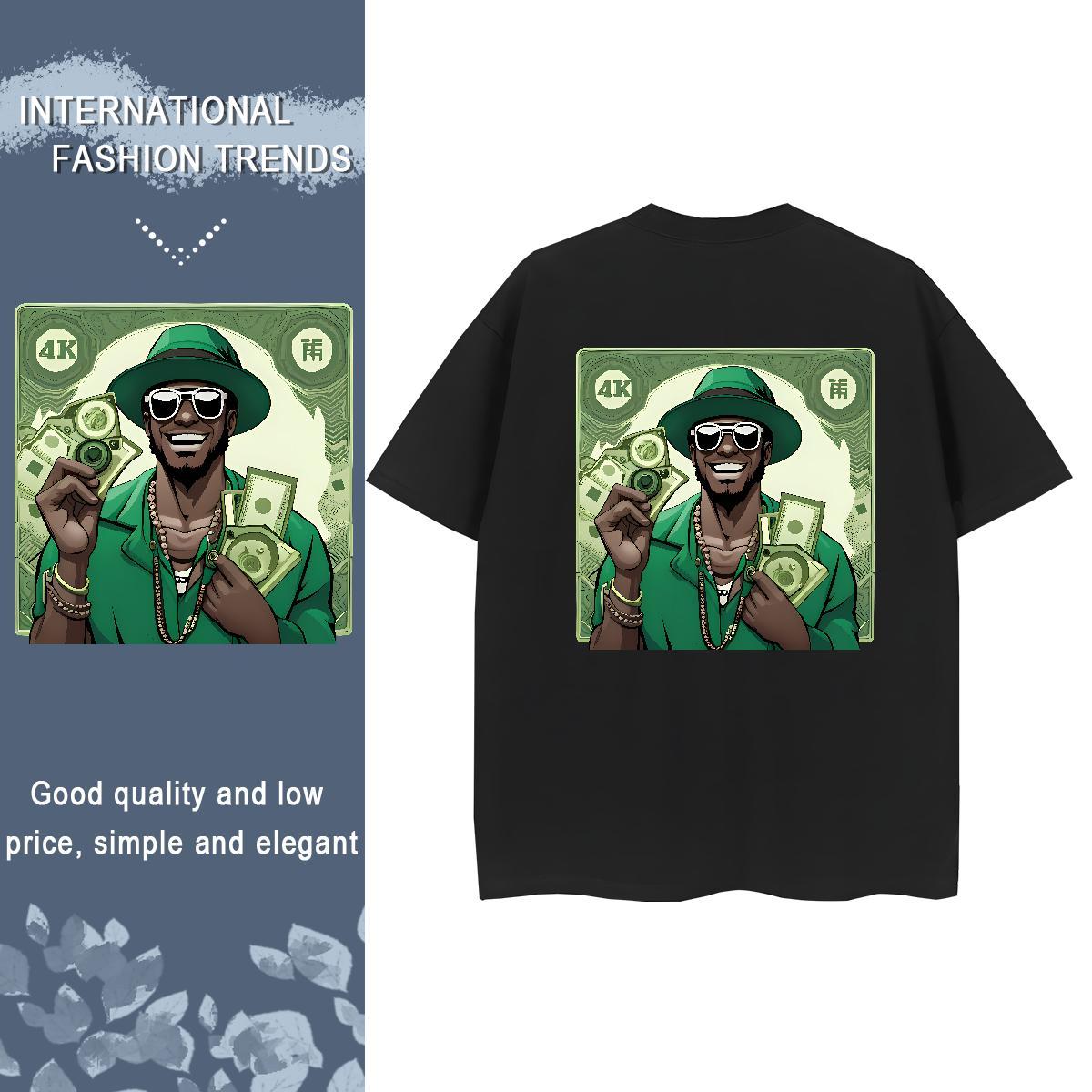 Fashion Casual T-Shirts 230g Pure Cotton Short sleeve Soft Daily Outfit money Lady T shirt Designer Nice DIY Anime Printed Top Shirts