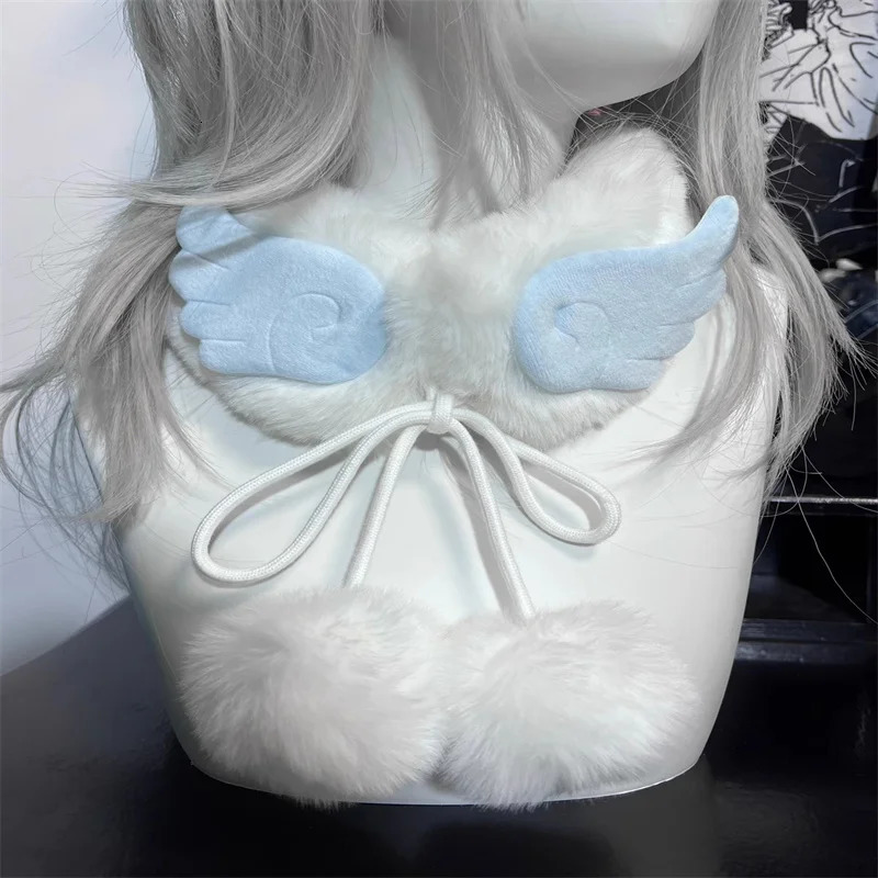 Angel Wings Mine Series Daily Plush Neckband Winter Warmth Scarf Subcultural COS Accessories Cute for Girl and Women 241009