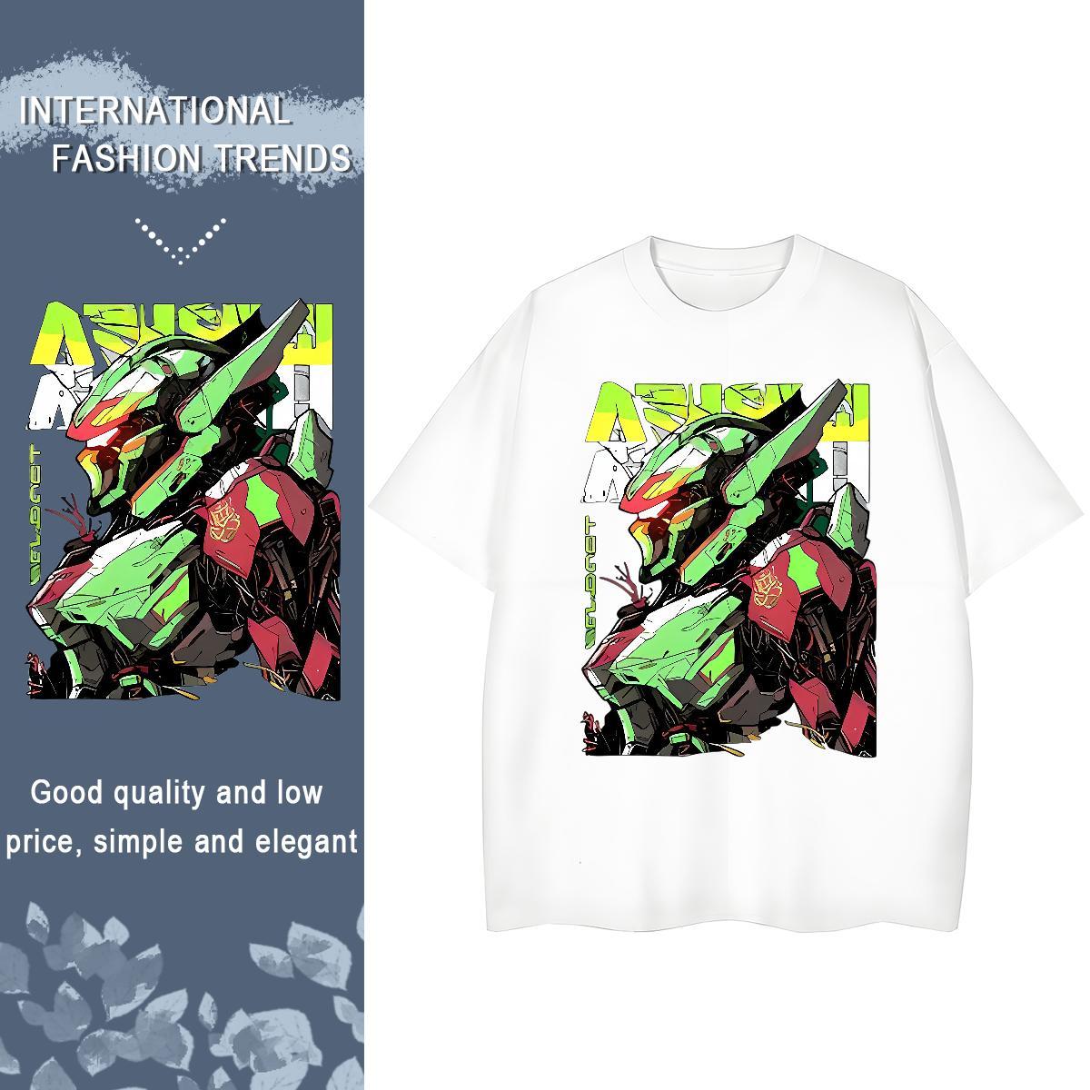 2024 Casual T shirt 230g 100% Cotton Breathable Crew Neck Sport robot Womens Tshirts High quality Cartoon Print Clothings