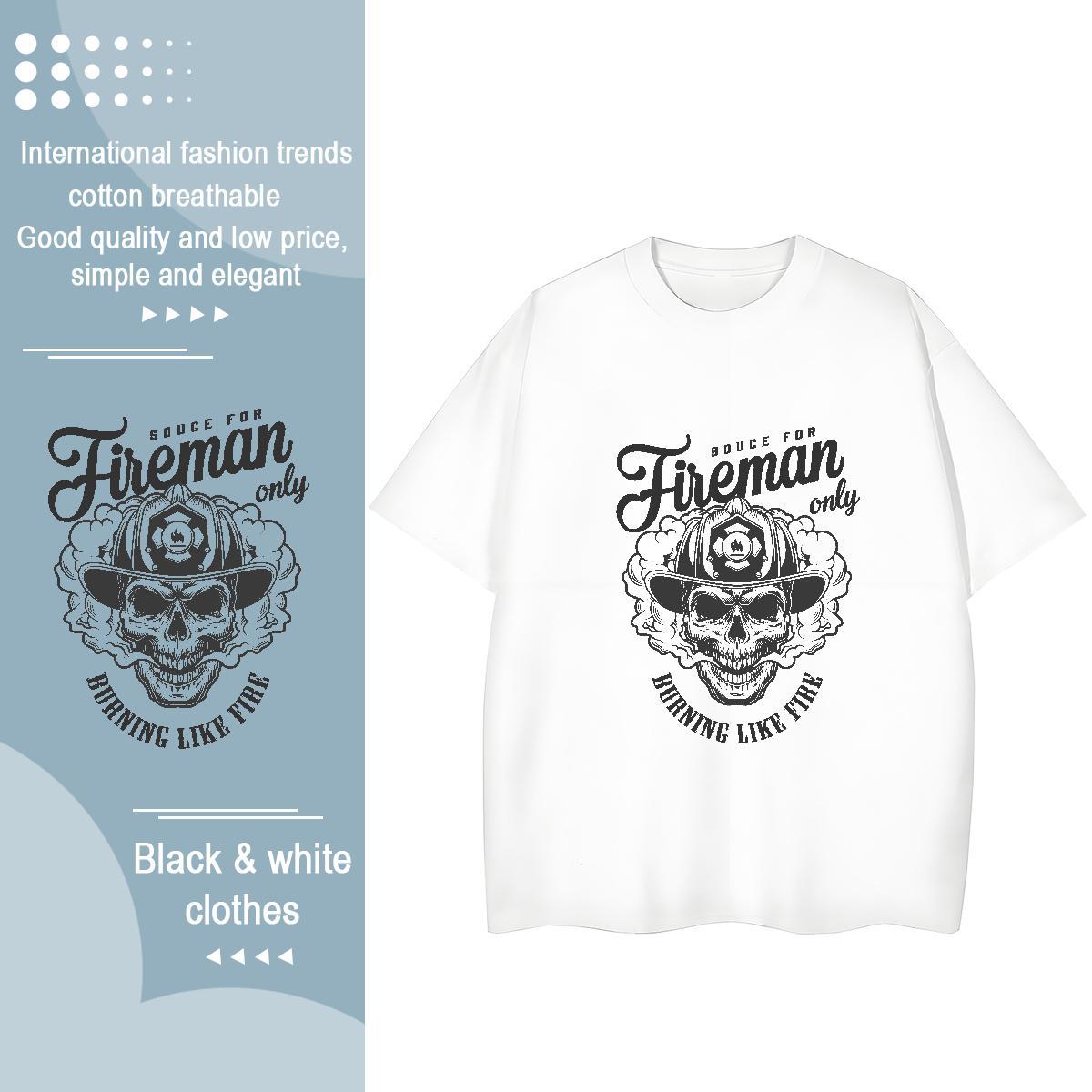 Factory Direct T Shirt For Woman 230g Pure Cotton Breathable Short Sleeve Hip Hop Street skull Women Tees 5A White Plus Size Tee Shirt