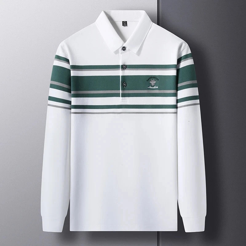 High end striped eternal sleep exotic spider embroidery polo shirt autumn fashion lapel T-shirt mens casual top 240930