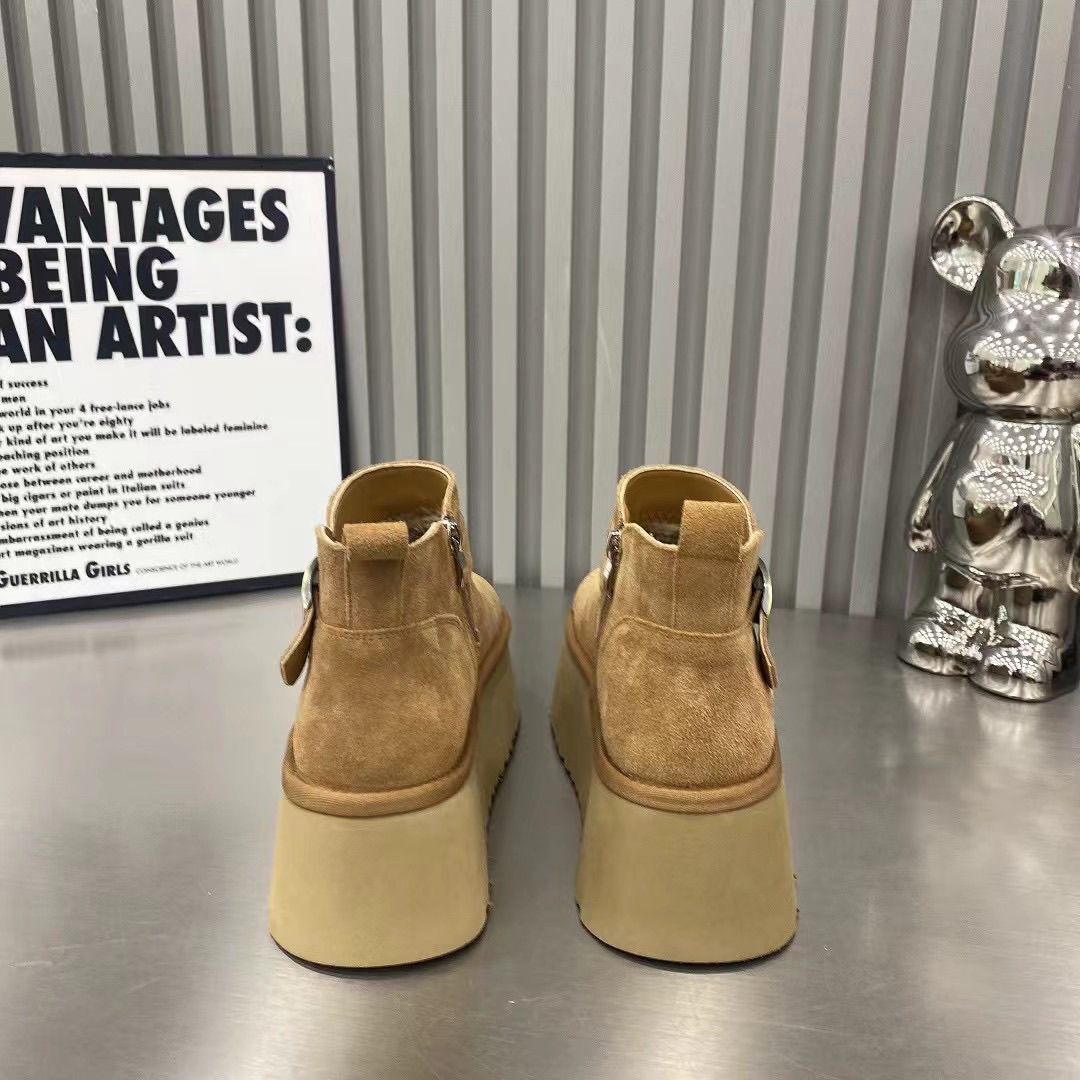 Bakuxiu Internet Famous Anti Fur Genuine Leather And Veet Haken Women's 2024 Winter New Item Sponge Bottom Cotton Shoes