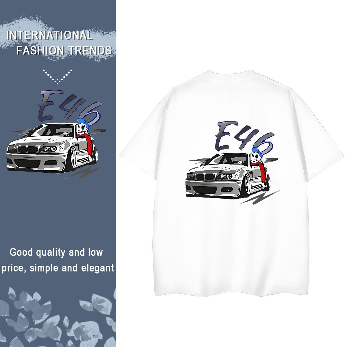 Fashion Casual T-Shirts for Women 230g Cotton Breathable Short Sleeve Street car Lady T shirt Female Custom Cartoon Tshirts