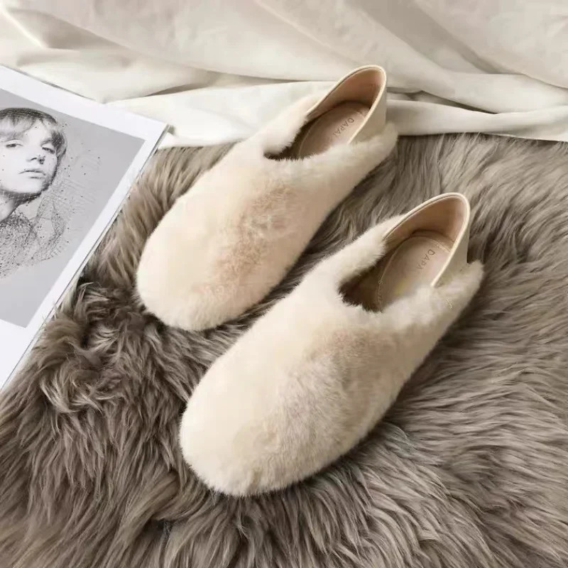 2025 new Mule Slippers Women Winter Home Shoes Slip on Furry Loafers with Butterfly Knot Fur Slides Female Lush Fluffy Moccasins 241014