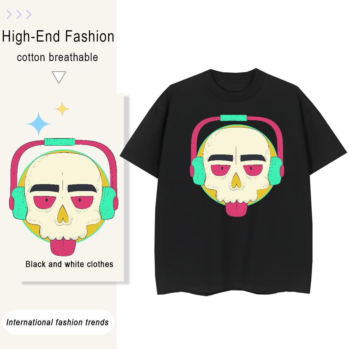 Brand T Shirts Women 100% Cotton 230g Breathable Spring Summer skull Woman Tshirt Loose fit White Plus Size Wear