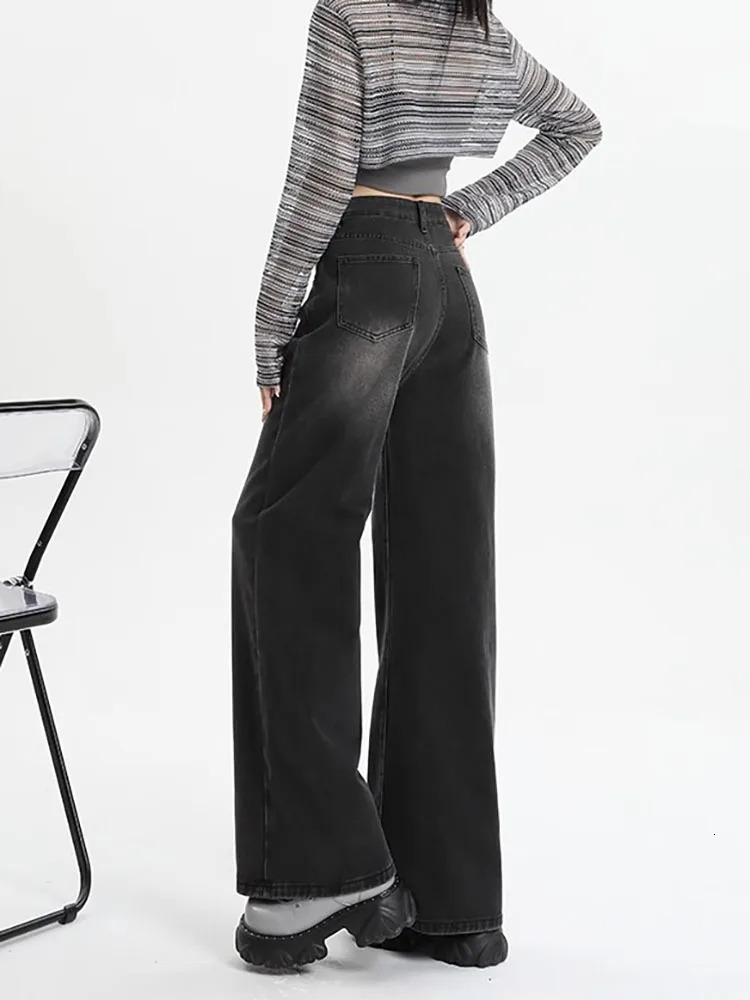 HOUZHOU Vintage Baggy Jean Streetwear Y2k Wide Leg Oversized Harajuku Denim Trouser Autumn Korean Fashion Jeans Pants 241007