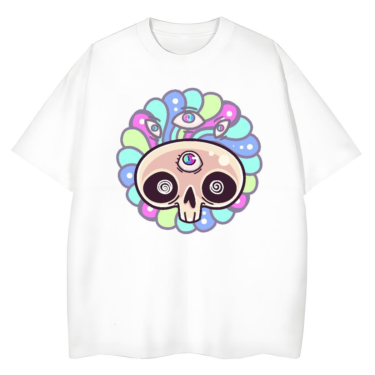 2024 DIY T shirt 230g Cotton Breathable Crew Neck Sports Casual skull Womens Tshirts High quality Plus Size Custom Wear