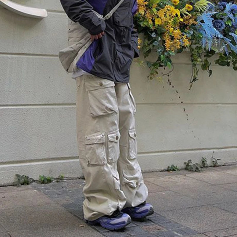 Fewq Y2k Mens Cargo Pants Multi Pocket Mens Hip Hop Top Street Hunting Style Trouser Summer Street Style 24A562 241007
