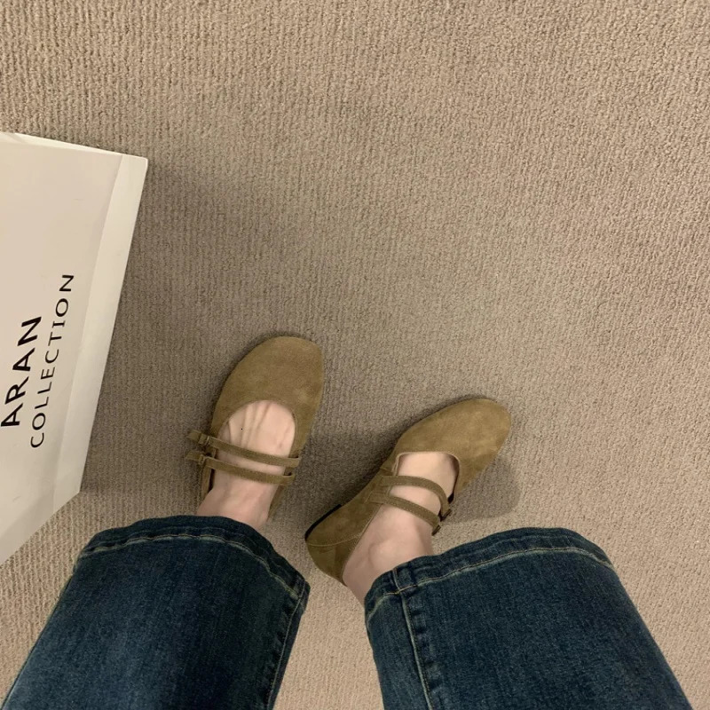 Sier Mary Jane Woman Trend New Womens Loafer Barefoot Shoes Square Toe Elegant Flats for Women Footwear 241014