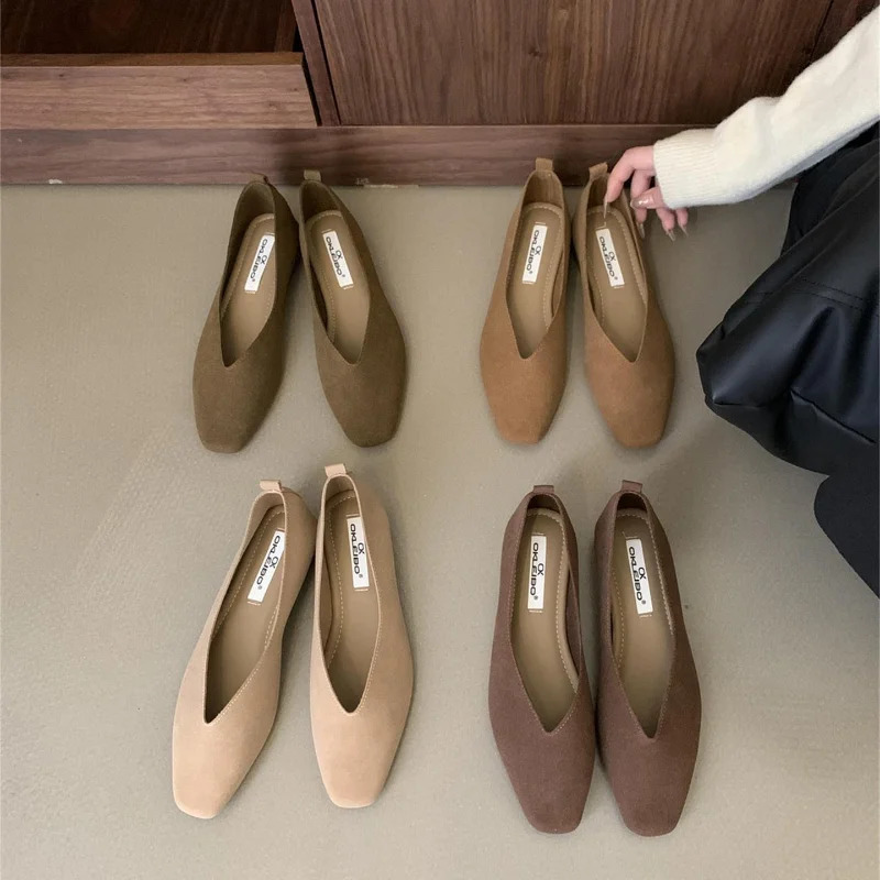 Autumn Women Flat Square Head Shallow Slip on Ladies Casual Soft Leather Elegant Ballet Mary Jane Shoes 241014