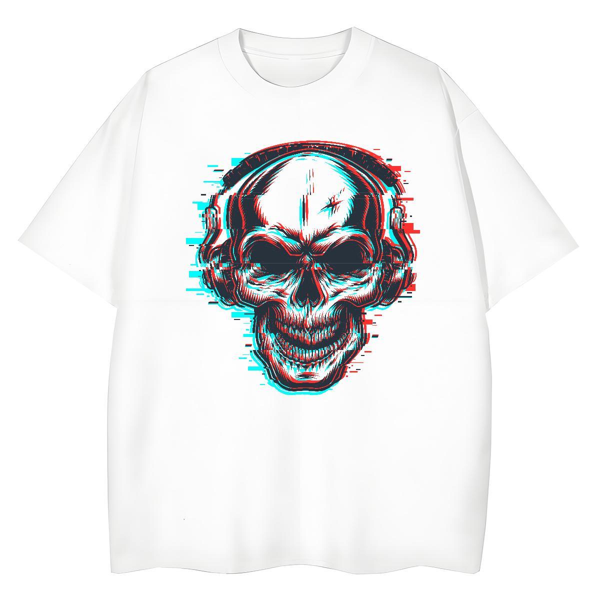 Classic T shirt 230g Cotton O Neck Short Sleeves High Street Hip Hop skull Womens Tshirts High quality Black Oversized Polos