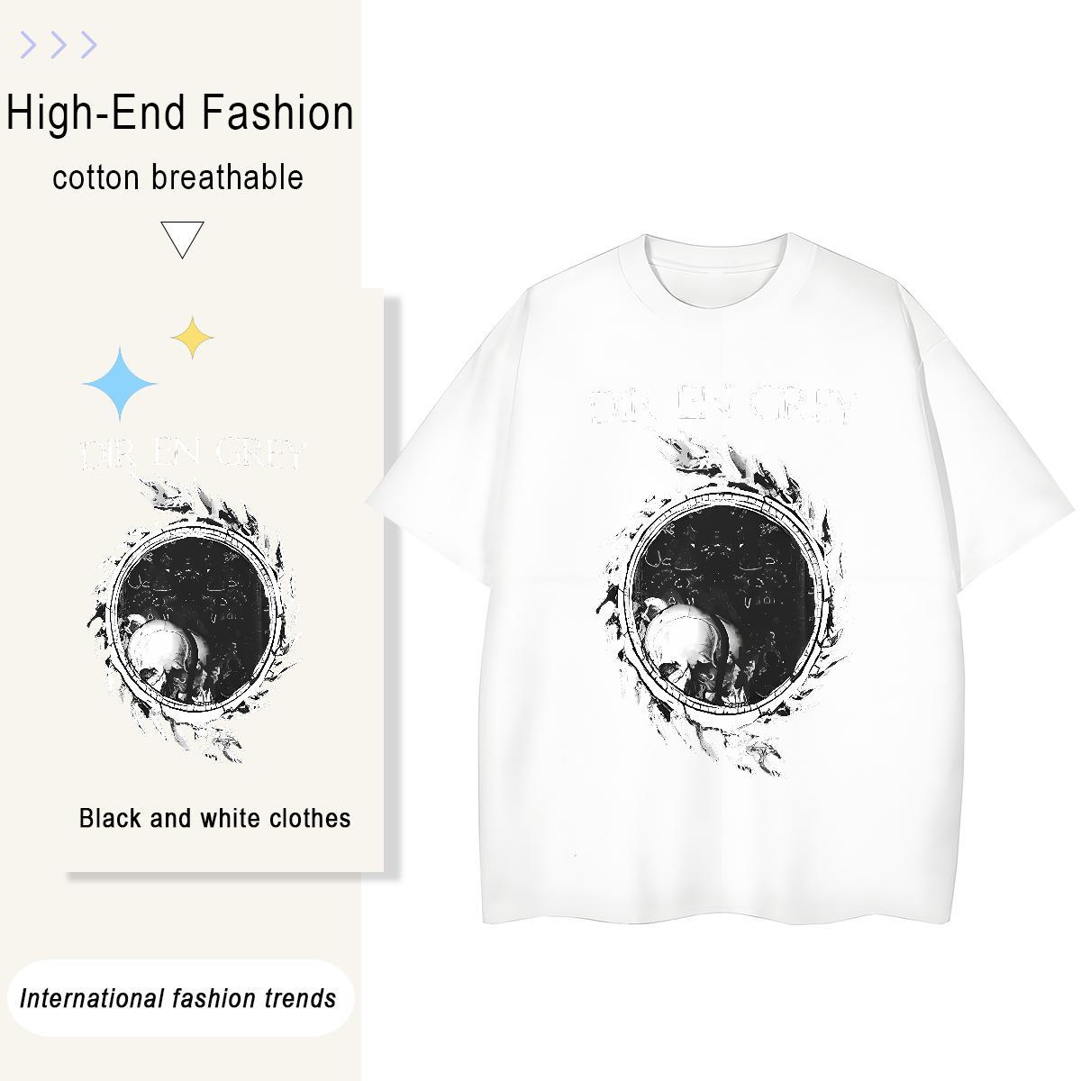 2024 Casual T-Shirts 230g Pure Cotton Breathable Crew Neck Sports Street Wear skull Couples T Shirts High quality DIY Anime Tops Shirt