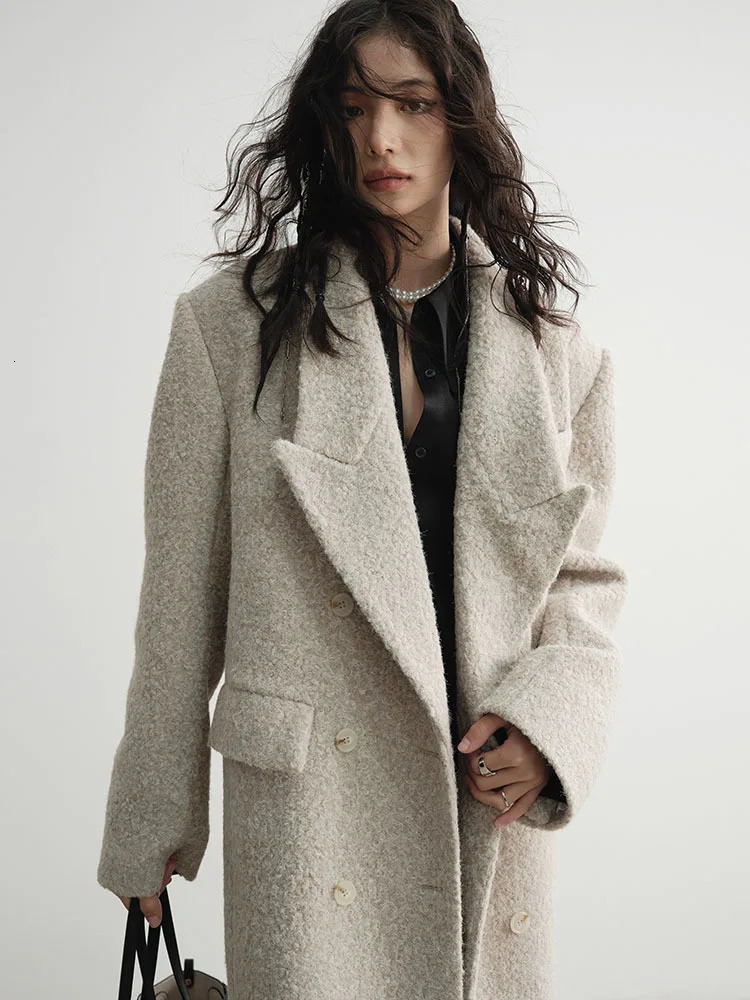 30% wool X-Long large-sized warm wool coat lapel long sleeved womens jacket fashionable trend for winter 1DH4053 241007