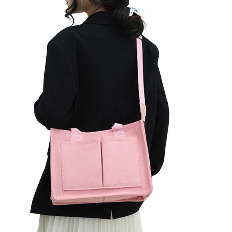 Canvas cross body bag handbag large capacity school backpack womens shoulder bag M241014
