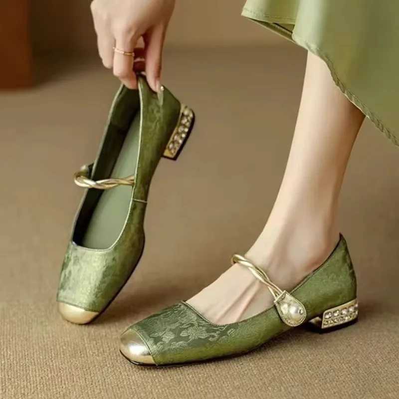 Shoes Female 2024 Fashion Square Toe Womens Pumps Autumn Shallow Mixed Colors Outdoor Casual Chunky Heels Office Ladies ShoesLX241014