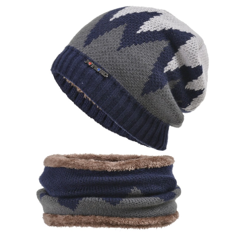 Cross Border Outdoor Men's Winter Flame Knitted Wool Hat Fashionable and Versatile Warm Cycling Windproof Hat Wholesale