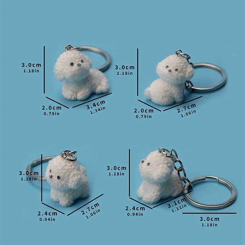 3D cartoon plush white dog keychain cute plush dog animal keychain bag pendant backpack charm car decoration accessories gift Y241014