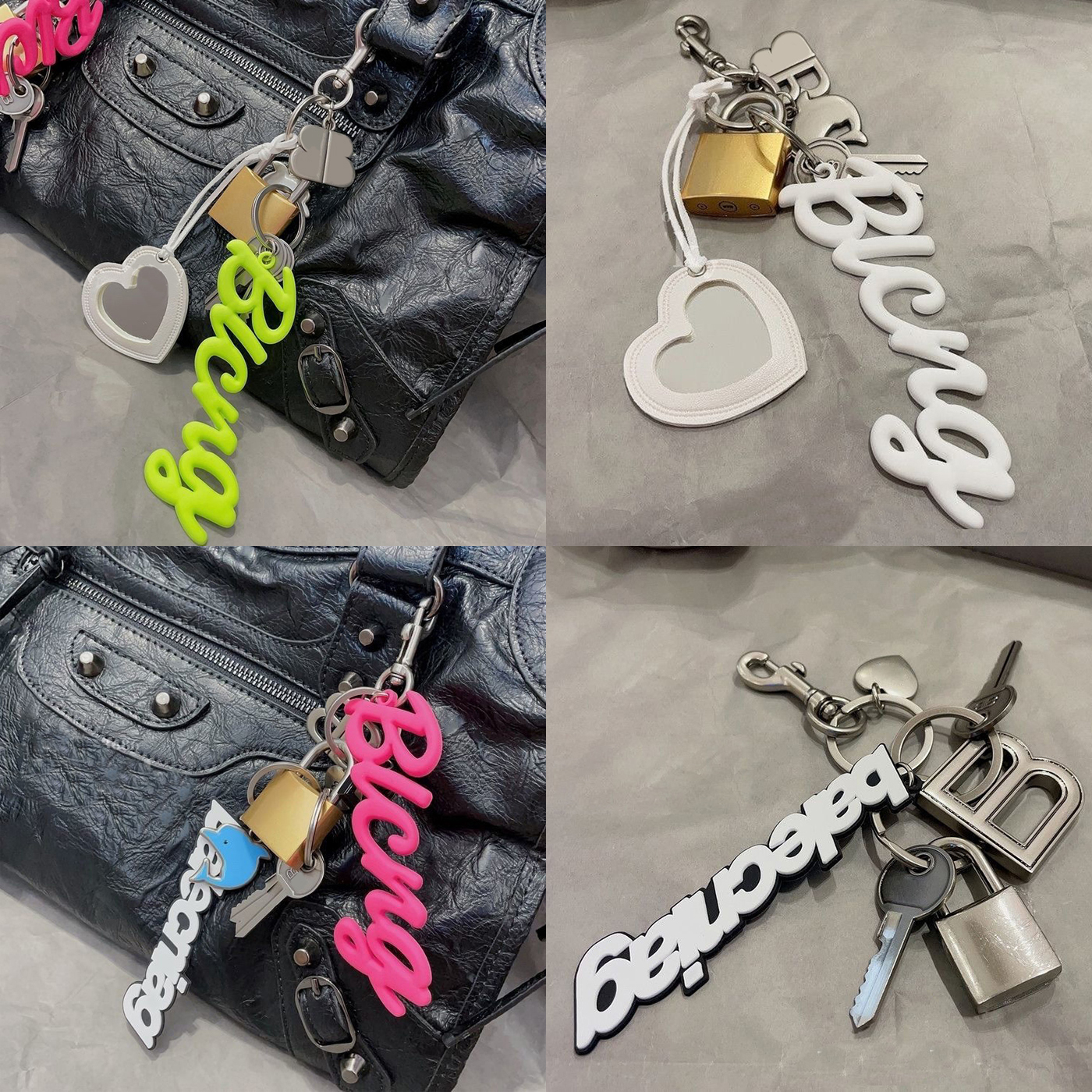New Rodeo Charm Metal Lock Chain Letter Rodeo Leather Keychain Handbag Backpack Handheld Crossbody Bag Car Key Product Fashion Decoration Accessories Rodeo Bag 887