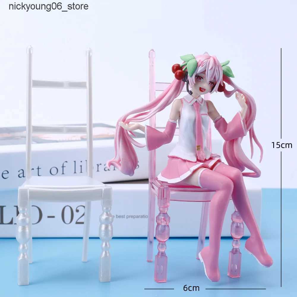 Action Toy Figures New Japanese Anime sakura miku Figure Sexy Character Ornaments chair Kawai Car Decoration Collectible Model Birthday Gift L240910