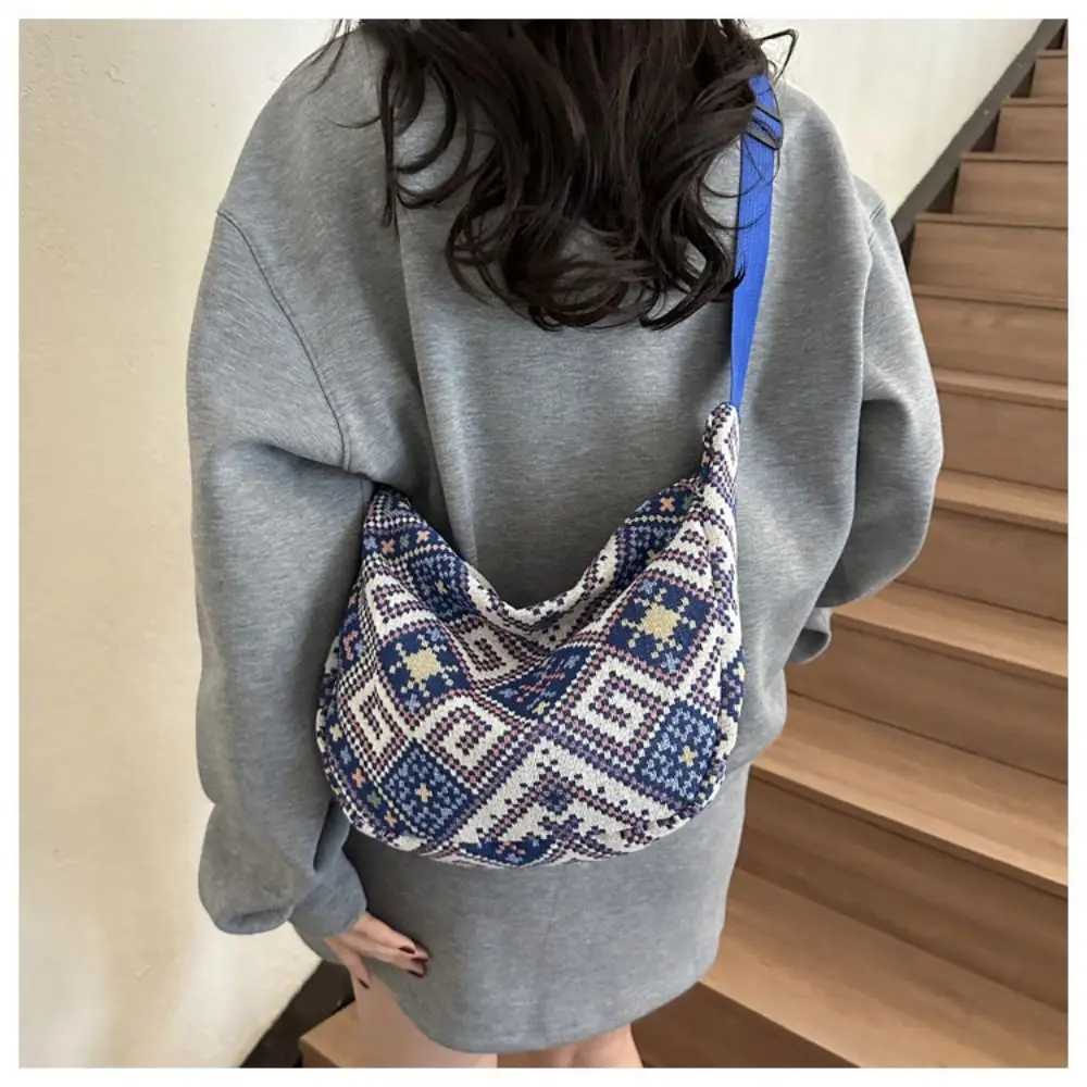 Canvas shoulder bag fashionable large capacity ethnic style underwear bag womens messenger bag M241014