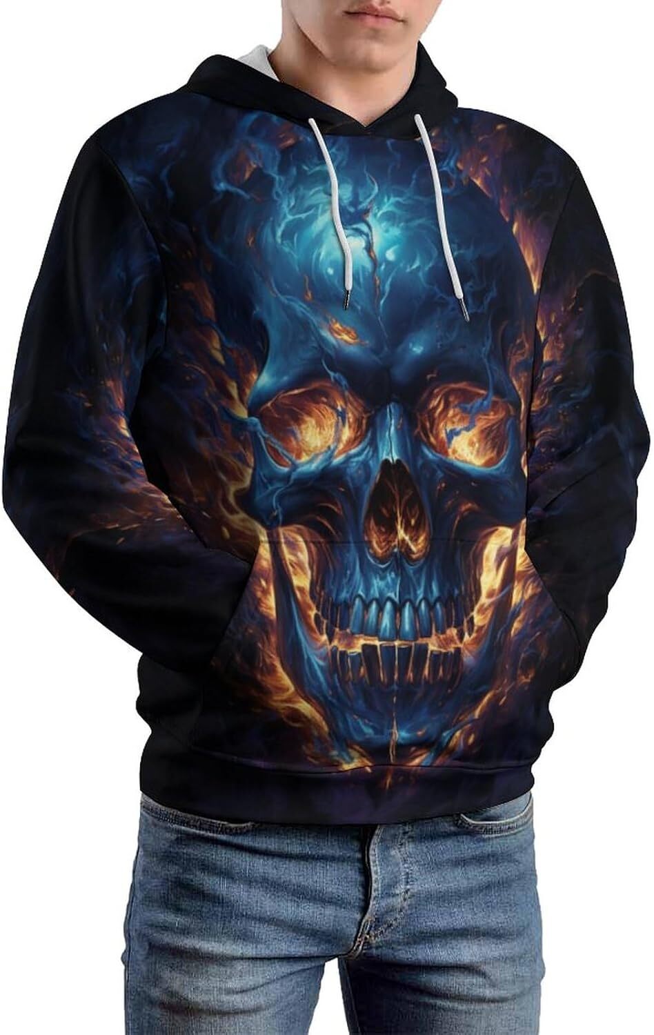 Hoodie for Mens Womens Mens Skull Printed Hoodie Novelty Graphic Hoodie Graphic Hoodies sweatshirt Pullover Trendy Fashion