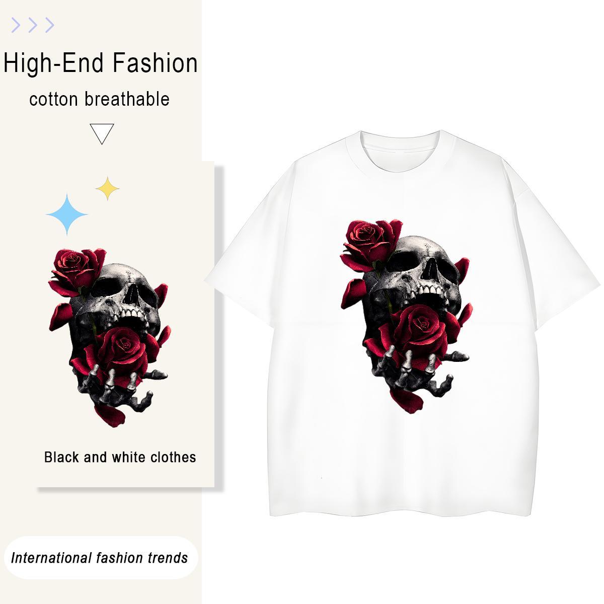 Brand Woman T Shirts 230g Cotton Breathable Hip Hop Street flower Women Tshirts Popular DIY Anime Tee Shirt