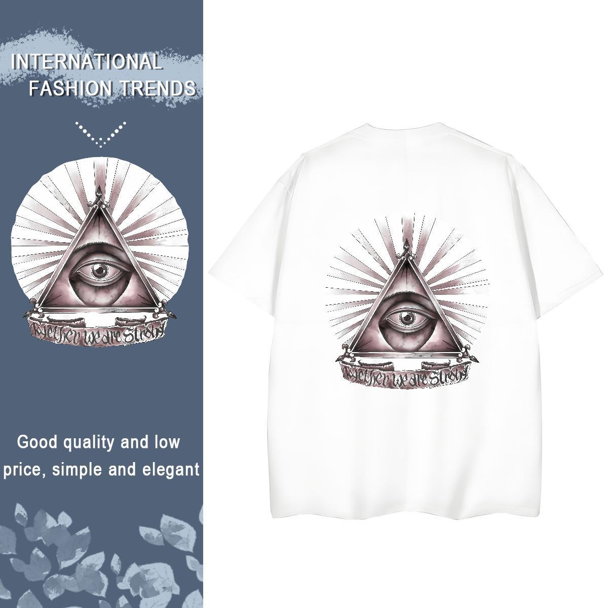 Classic T-Shirts 230g Pure Cotton Breathable Short Sleeve Spring Summer eye of the devil Lady T shirt Loose Customized Tees Shirts