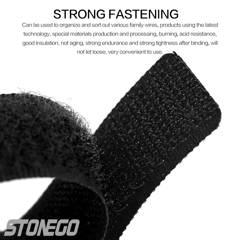 STONEGO 50cm Reusable Fastening Cable Organizer Cable Ties Set Includes Adjustable Multi-Purpose Hook and Loop Nylon Strap Ties