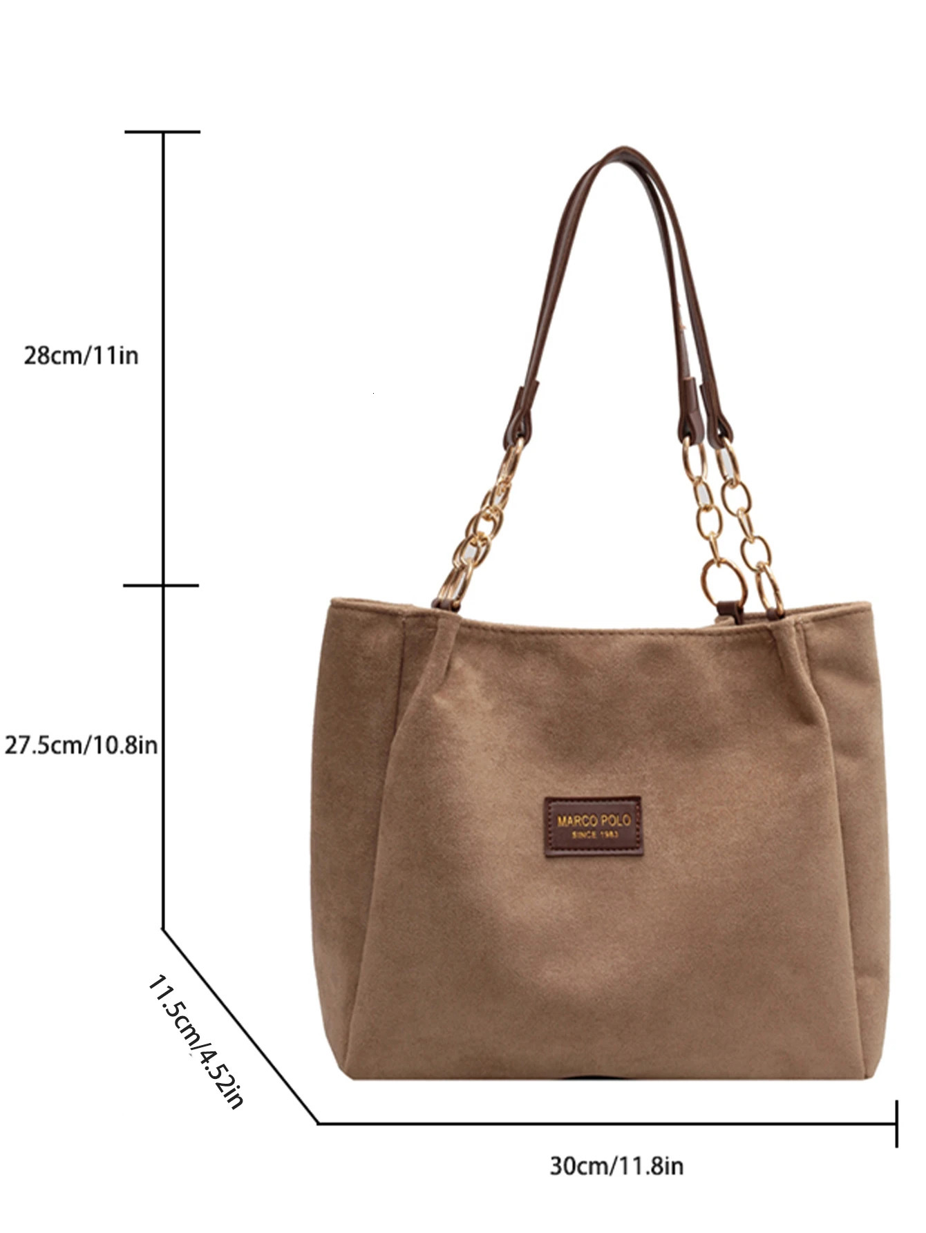 LargeVolume Suede Stylish Tote Bag For Ladies With One Shoulder 241011