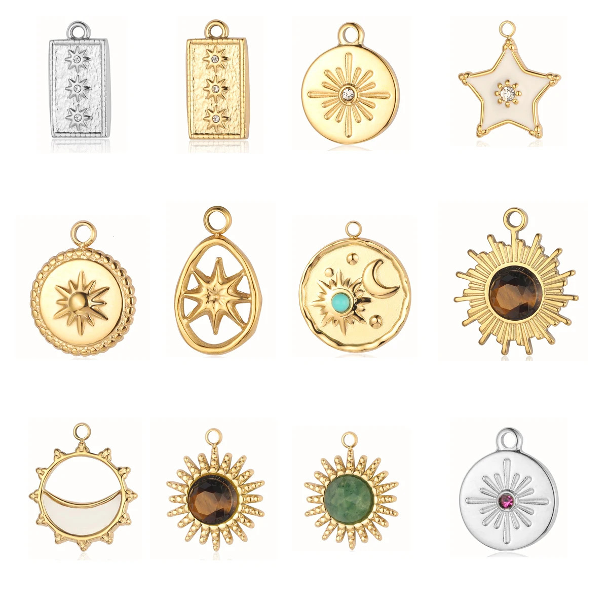 3pcsLot Stainless Steel Sun Star Charm Pendant for DIY Jewelry Making Necklace Earring Wholesale 241010