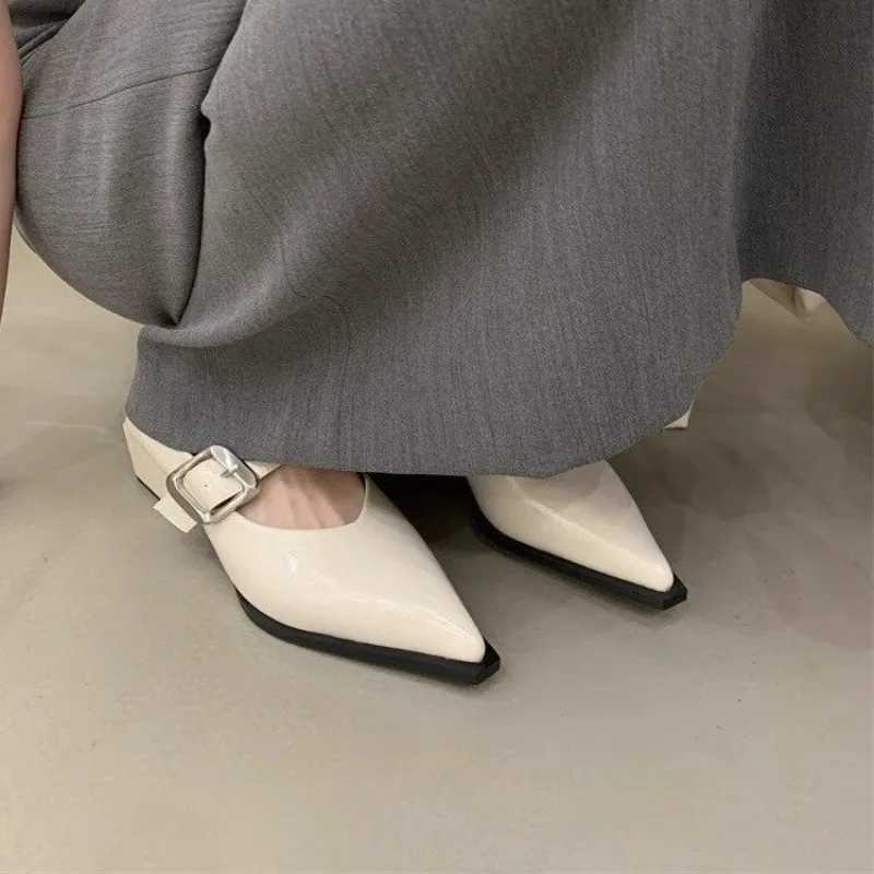 Ladies Shoes on Sale 2024 Fashion Shallow Womens Pumps Autumn Pointed Toe Buckle Solid Dress Chunky Heels Office Ladies ShoesLX241014