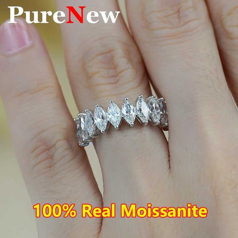 Top Quality Marquise Cut Full Moissanite Diamond Rings for Women 925 Silver Plated 18k White Gold Womens Moissnite Rings Gift