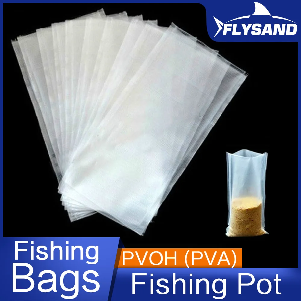 FLYSAND PVA Bags Available Carp Fishing Tackle PVA Bags Mesh For Carp Coarse Boilie Pellet Bait 7x14cm For Bait Throwing