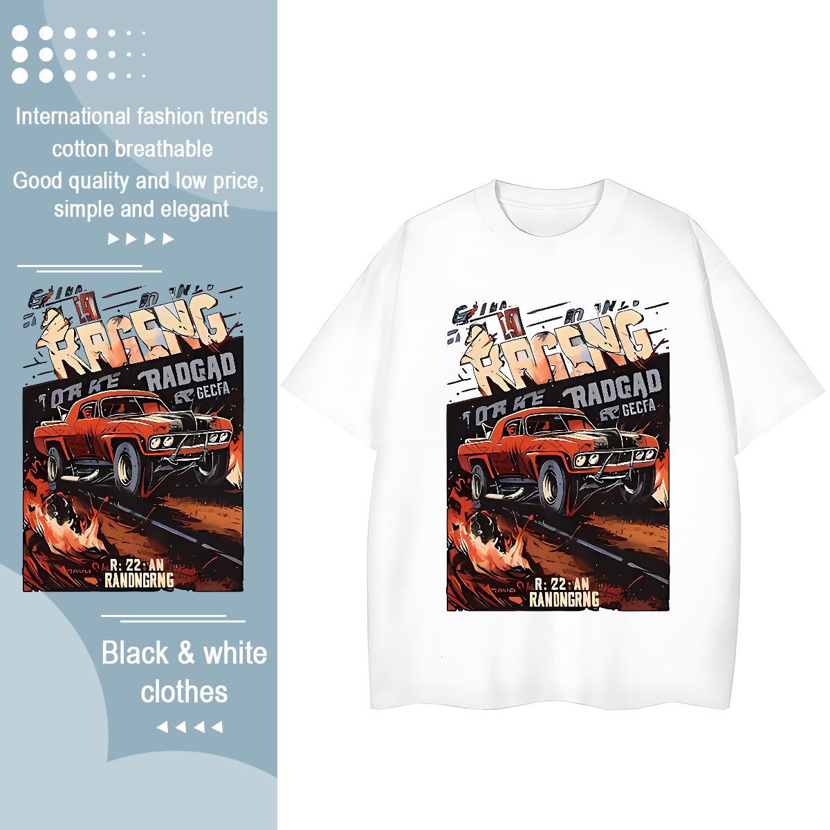 Classic T-Shirts for Women 230g 100% Cotton Short Sleeve O-Neck Street car Unisex Tshirts Soft Plus Size Custom Tops Tees